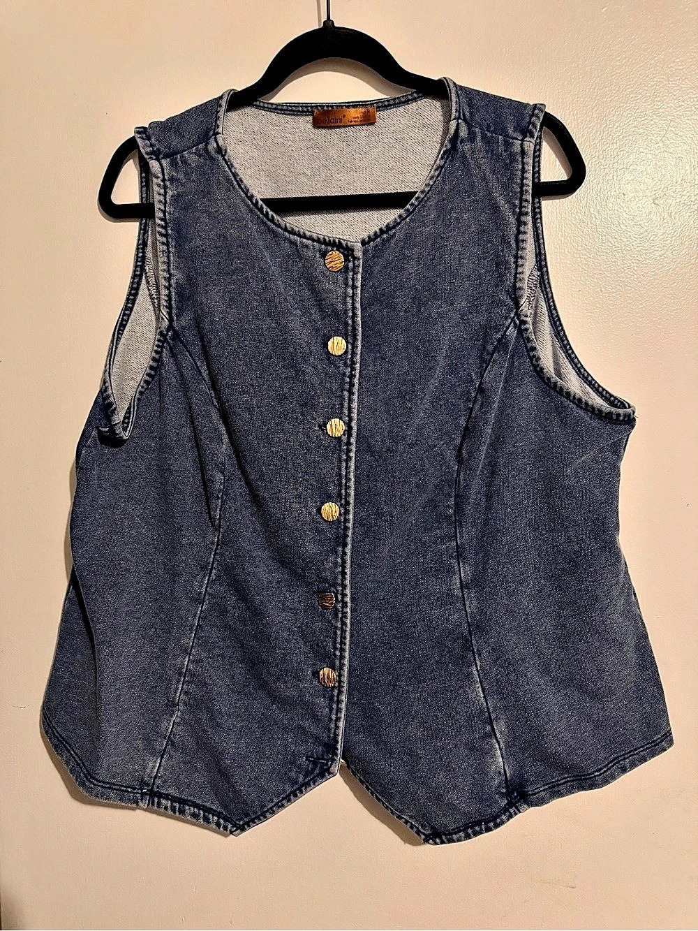 Belldini Denim Button-Front Tank Top in Blue Like New